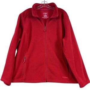 LL Bean Womens Orange/Red Full Zip Fleece Jacket Mock Neck Plus Size 3X Layering